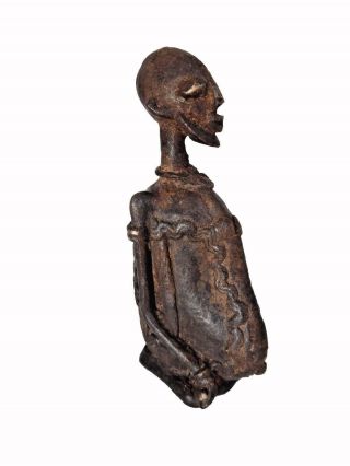 Dogon Stone And Bronze Figure Of A Seated Man Mali Africa 5 " H