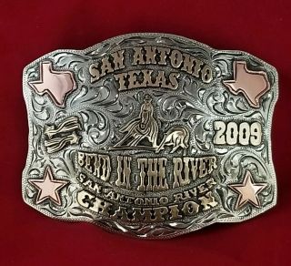 2009 Rodeo Trophy Buckle San Antonio Texas Cutting Horse Champion Vintage 171