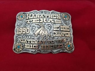 1990 Rodeo Trophy Belt Buckle Vintage Marathon Texas Bull Riding Champion 539