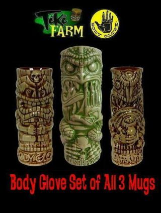 Tiki Farm & Body Grove 60th Anniversary " Tiki Mug 3pc Set " Japan Limited F/s