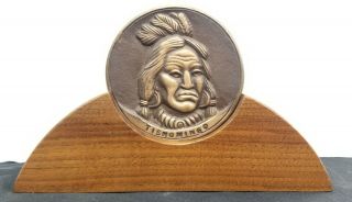 Signed Willard Stone Bronze Plaque W/ Stand Tishomingo Chickasaw Native American