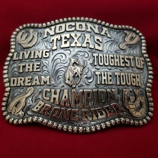 Rodeo Trophy Buckle Vintage Nocona Texas Bronc Riding Cowboy Champion 646