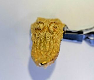 18 Karat Gold Vermeil Over Sterling Silver Alligator Head Belt Buckle U S A Made