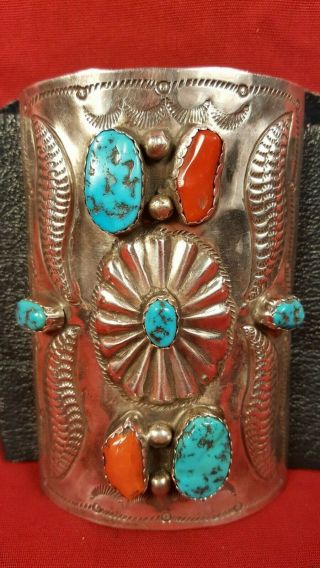 Ketoh Old Style Leather/Turquoise/Silver Native American Cuff 2
