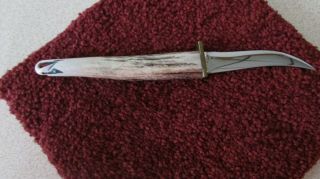 Native American Ted Miller Deer Antler Eagle Handle Skinner Knife Rare/sign
