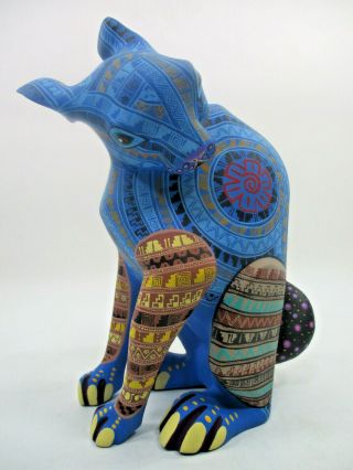 Large Oaxacan Alebrije,  Colorful Wood Carving,  Signed Mexican Folk Art Sculpture