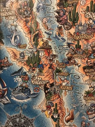 Great Artistic Tourism & Cultural Map Of Mexico Jorge Escudero de Sybaris 27x36 2