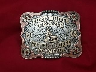 2003 Trophy Rodeo Belt Buckle Vintage Fort Worth Texas Cutting Horse Champ 572