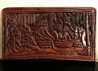 Palau Micronesia Pacific Islander Tribal Tiki Storyboard Wood Carving Panel 19 "