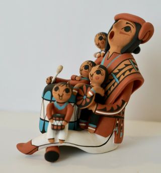 Signed V Lucero Jemez Native American Storyteller Pottery Figurine 5 1/2 " H