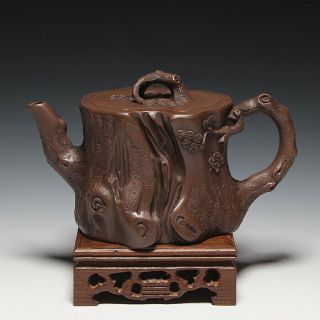 Oldzisha - Fine China Yixing Zisha Old 490cc " Pine " Teapot By Master Wang Yinxian