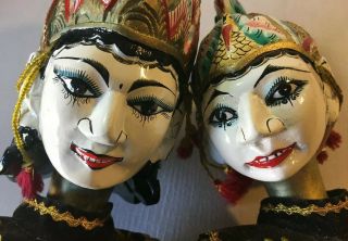 Indonesian Wayang Golek Rod Puppets Marionette Pair Hero 