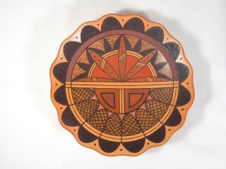 Hopi Indian Pottery " Surface Kachina " Plate By Award Winning Stetson Setalla