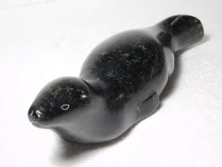 Inuit Eskimo Soapstone Carving Sculpture " Playful Seal " By Unidentified Artist