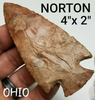 4 " Norton Arrowhead Spear Point Authentic Native Indian Artifact