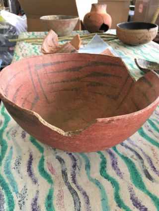 Pre - Historic Anasazi Deadmans Black On Red Indian Pottery Bowl