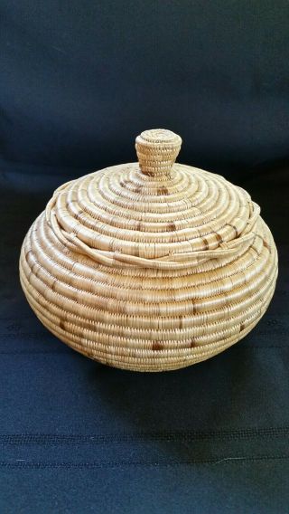 Inuit Coiled Grass Basket By Garmel Rich