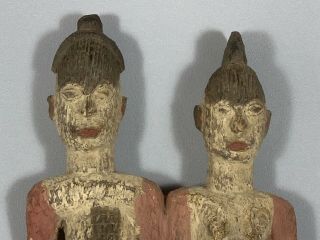 190527 - Old Tribal African Igbo Altar With Couple Statues - Nigeria.