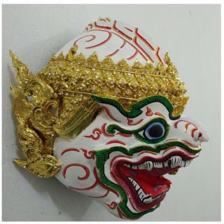 Hanuman Mask Khon Thai Handmade Ramayana Home Decor Wall Luxurious Collectible