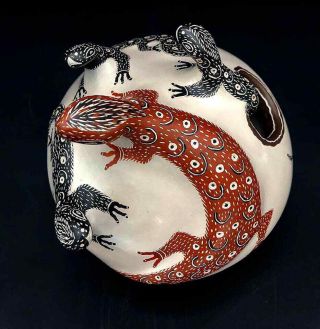 Mata Ortiz Pottery With Lizards By Jorge Corona