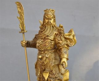 China Folk brass dragon warrior Generals Guan gong guan yu god Broadsword statue 2