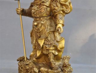 China Folk brass dragon warrior Generals Guan gong guan yu god Broadsword statue 3