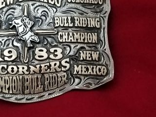 1983 RODEO TROPHY BELT BUCKLE SHIPROCK MEXICO CHAMPION BULL RIDE VINTAGE 607 3