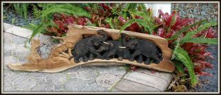 " Hand Carved Wooden Elephant Wall Hanging From Bali Indonesia " 36.  25 " L X 10.  5 " H