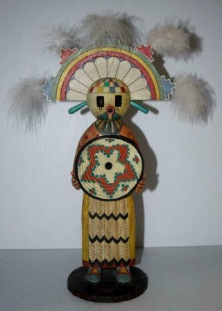 Native American Hopi Maiden Kachina Doll Clay Sculpture Hand Painted Signed