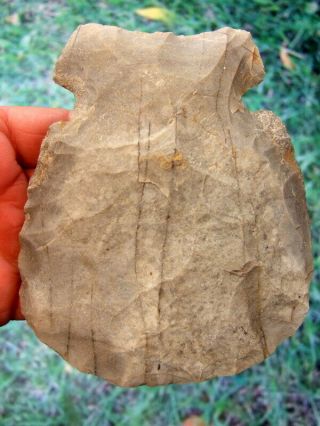 Fine 5 1/4 Inch Missouri Notched Flint Hoe With Arrowheads Artifacts