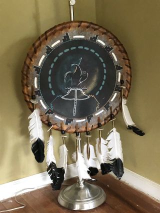 Authentic Navajo Native American Rawhide War Shield 20” - End Of Trail