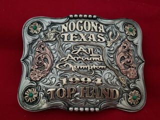 1994 Rodeo Trophy Belt Buckle Vintage Nocona Texas All Around Champion 396