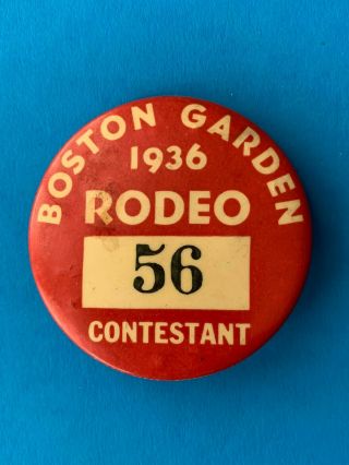 1936 Boston Garden Rodeo Cowboy Contestant Badge Pin Button - Famous Strike Cta