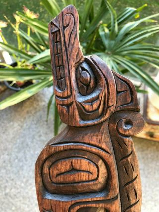 Northwest Coast Native Art Howling Wolf plaque carving signed 2