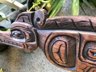 Northwest Coast Native Art Howling Wolf plaque carving signed 3