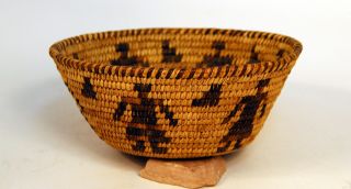 Papago Pictorial Basketry Bowl 8 1/2 " X 3 1/2 "