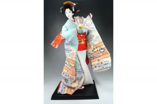Japanese Vintage Geisha Doll Kimono Girl Figure Maiko Figurine - Light Blue