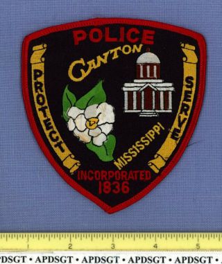 Canton Mississippi Sheriff Police Patch Courthouse Magnolia Flower Blossom