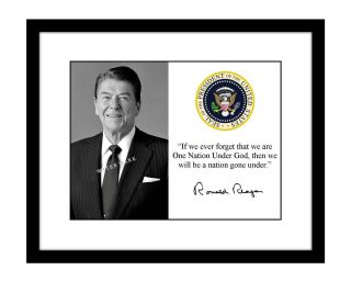 Ronald Reagan 8x10 Signed Photo Print One Nation Under God Quote President