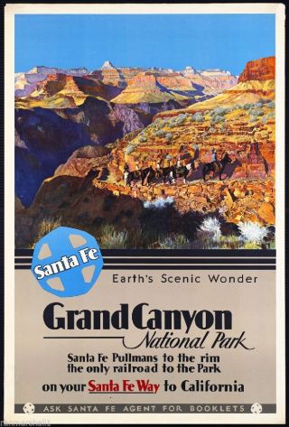 1930s Grand Canyon National Park Vintage Railroad Travel Advertisement Poster