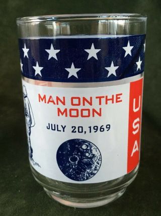 Vintage Nasa Apollo 11 Man On The Moon July 20,  1969 Drinking Glass Tumbler