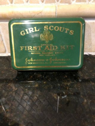 Vintage Girl Scouts First Aid Kit Johnson & Johnson Tin Only