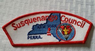 Susquenango Boy Scout Council Shoulder Patch White With Red Border 75th