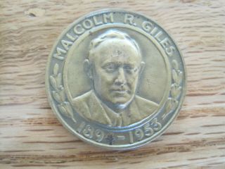 1953 Loyal Order Of Moose Malcolm R.  Giles Memorial Award Medal Token