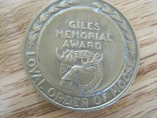 1953 Loyal Order of Moose Malcolm R.  Giles Memorial Award Medal Token 2