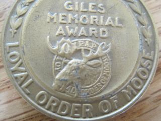 1953 Loyal Order of Moose Malcolm R.  Giles Memorial Award Medal Token 3