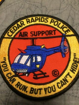 Iowa Police - Cedar Rapids Police Air Support - Ia Police Patch L 2