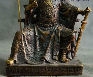 China Pure Bronze Copper Guan Gong Yu Warrior God Kwan Kung Pavilion Ares Statue 3