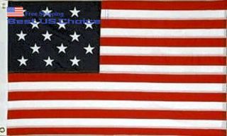 3x5 Ft 15 Stars Usa Flag Star Spangled Banner American Includes Brass