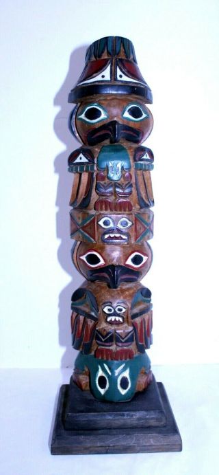 Frank Williams SIGNED CARVED Wood Totem Pole Ca 1950 ' s 